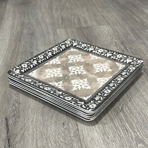 Melamine Grey & White Dinner Plate Dining Set of 6